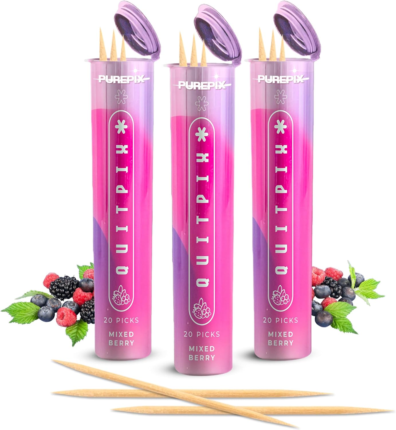 CZTICLE® Help Quit Smoking Extra Thick Boosting Flavored Toothpicks with Lobelia to Help Quit Smoking - Oral Fixation - Nicotine Free Toothpicks - 4 Flavors Kosher Variety Pack