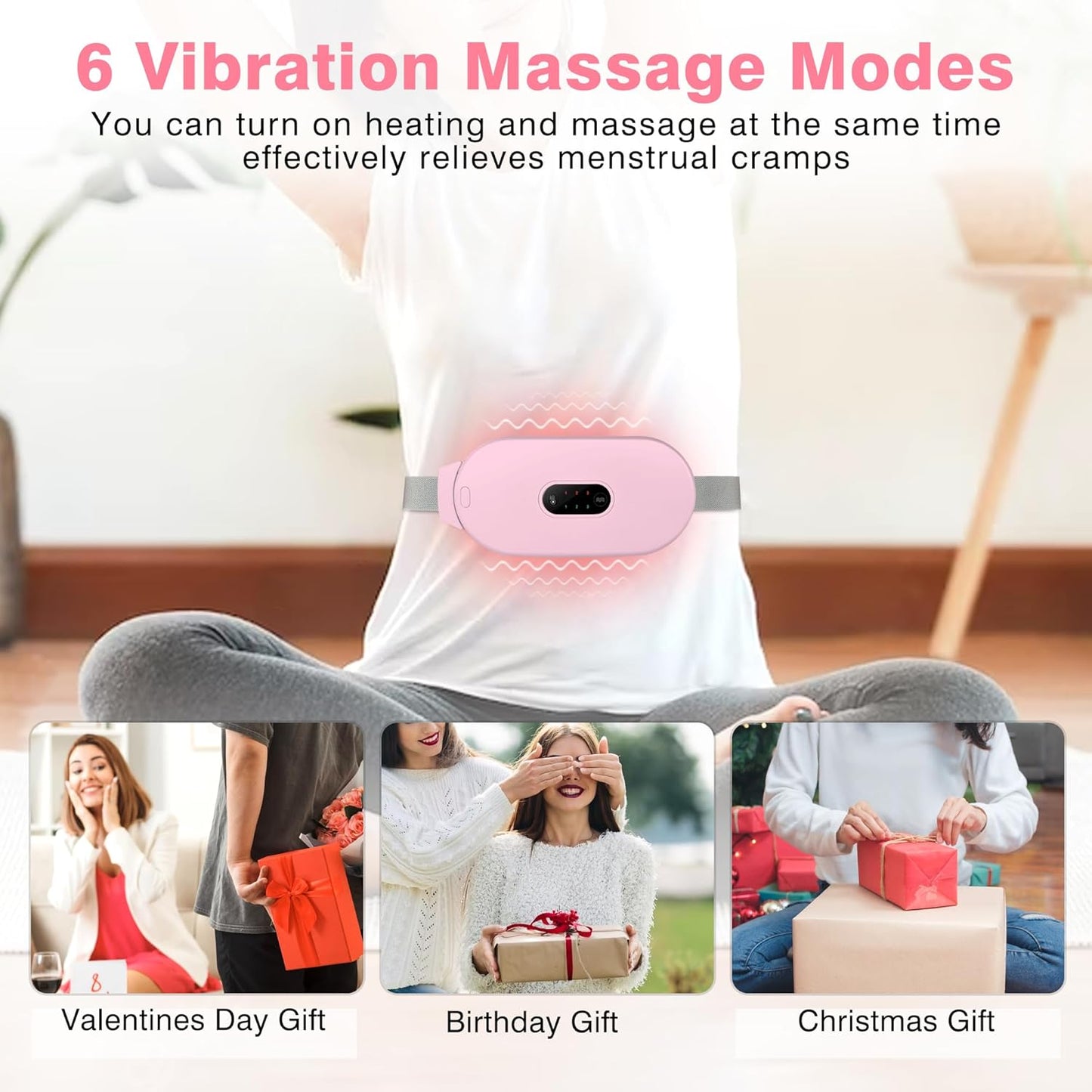 CILIFER® Thermal Pads for Cramps. Period Cramp Massager. Wireless Portable Heating Pad with 6 Heat Levels & 6 Massage Modes.