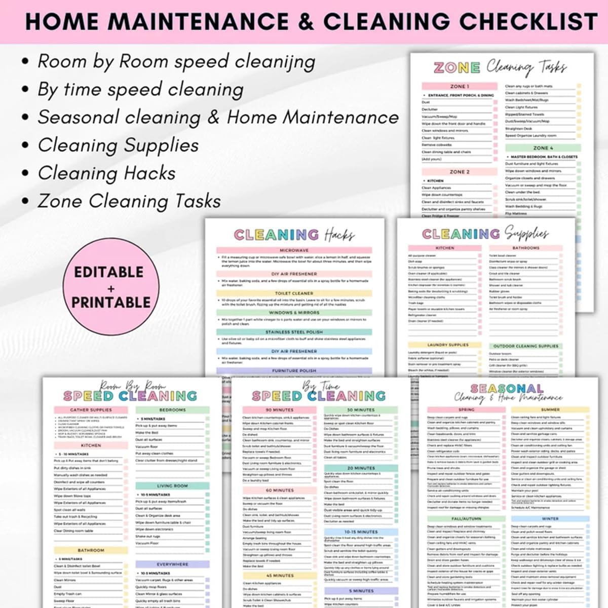 Cilifer® 2 Pack Cleaning Planner. Cleaning Schedule and Checklist Organizer. Daily Weekly Monthly Household Cleaning Planner. Chore Chart Notebook for Home. Family Cleaning Tasks. DIY Home Improvement. Editable Template