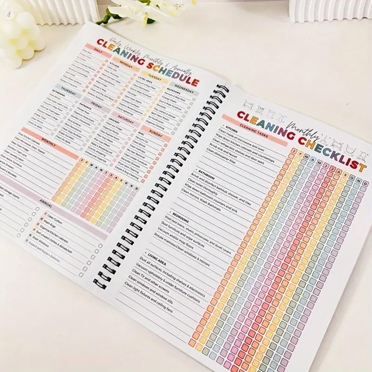 Cilifer® 2 Pack Cleaning Planner. Cleaning Schedule and Checklist Organizer. Daily Weekly Monthly Household Cleaning Planner. Chore Chart Notebook for Home. Family Cleaning Tasks. DIY Home Improvement. Editable Template