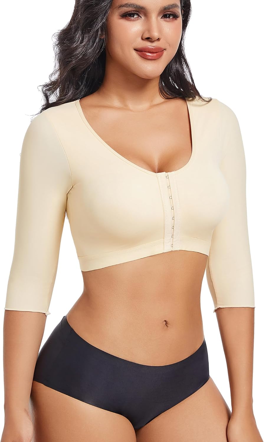 SFRCORD® Post Op Arm Compression Sleeve Lipo Front Closure SFRCORD Post Surgery Bra Shapewear Garments Surgical Back Fat Support Shaper