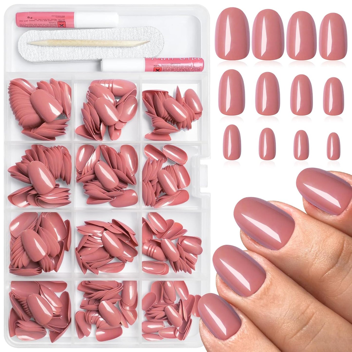 Cilifer® Hot Pink Press on Nails Short Oval Fake Nails.