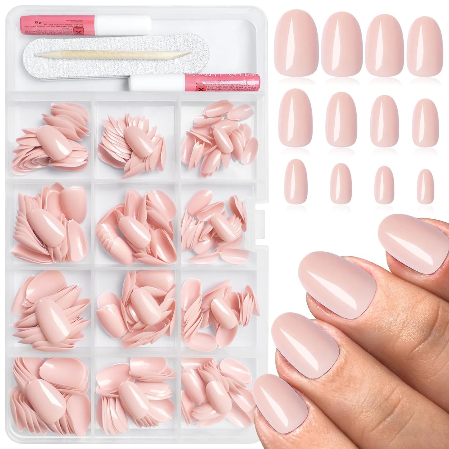 Cilifer® Hot Pink Press on Nails Short Oval Fake Nails.