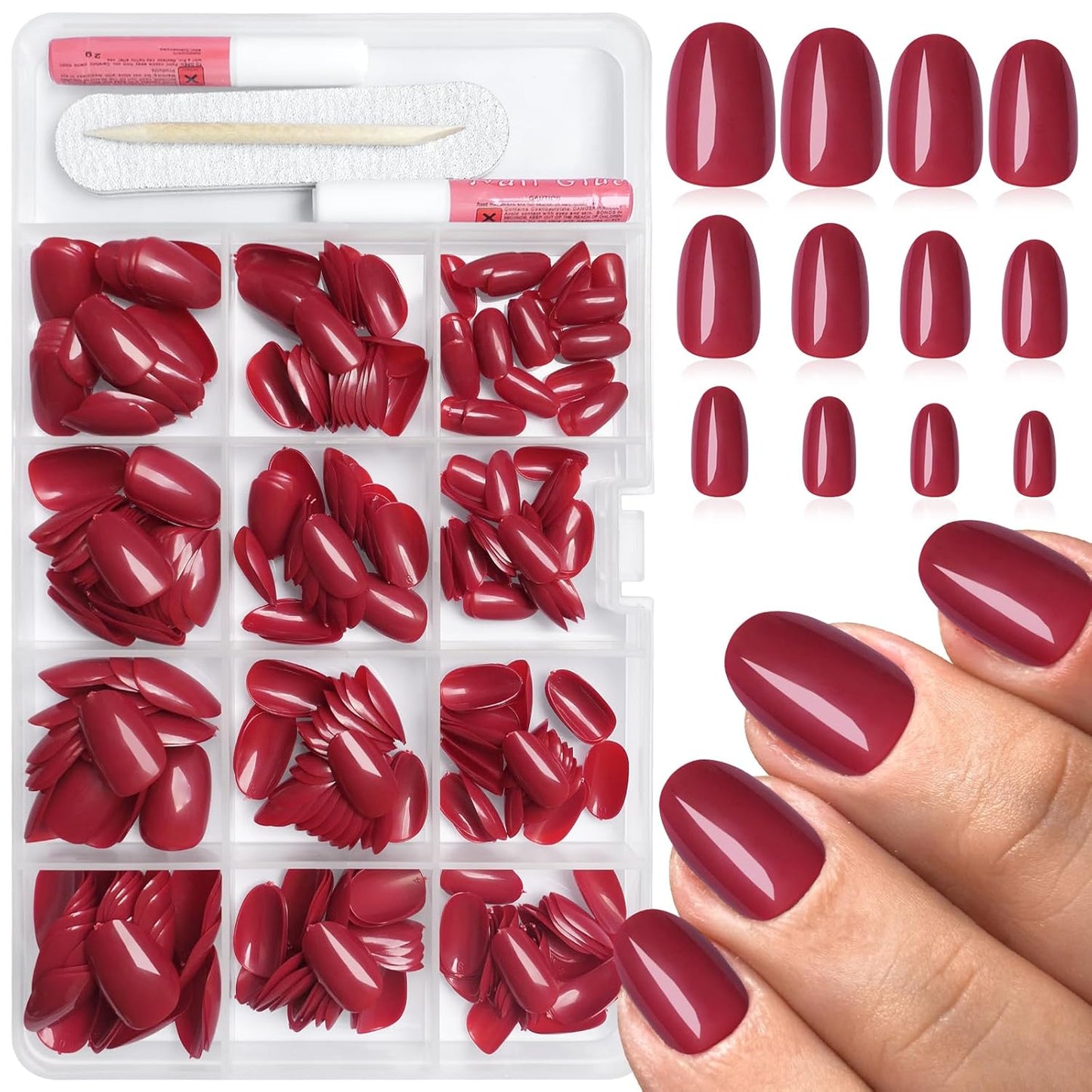 Cilifer® Hot Pink Press on Nails Short Oval Fake Nails.