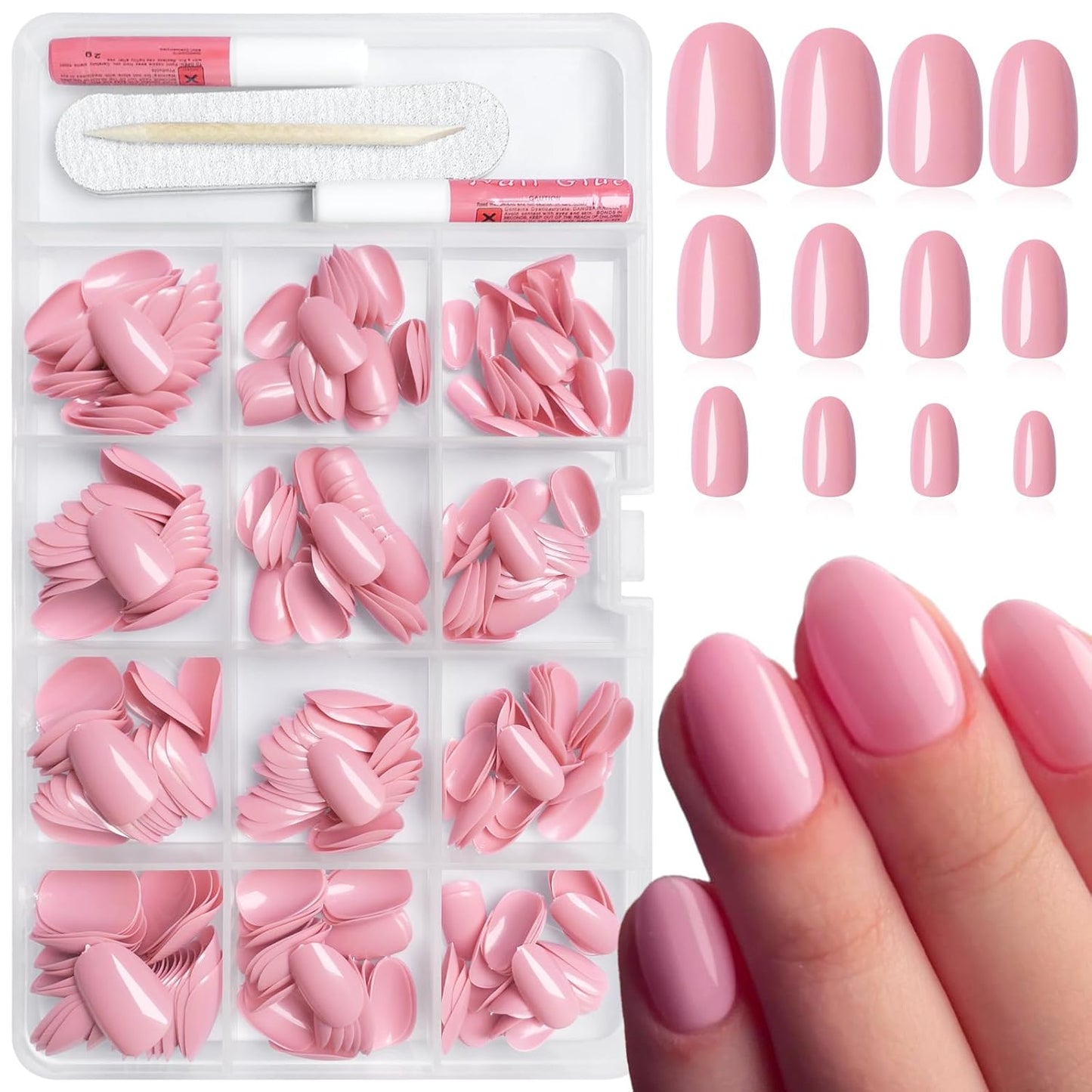 Cilifer® Hot Pink Press on Nails Short Oval Fake Nails.
