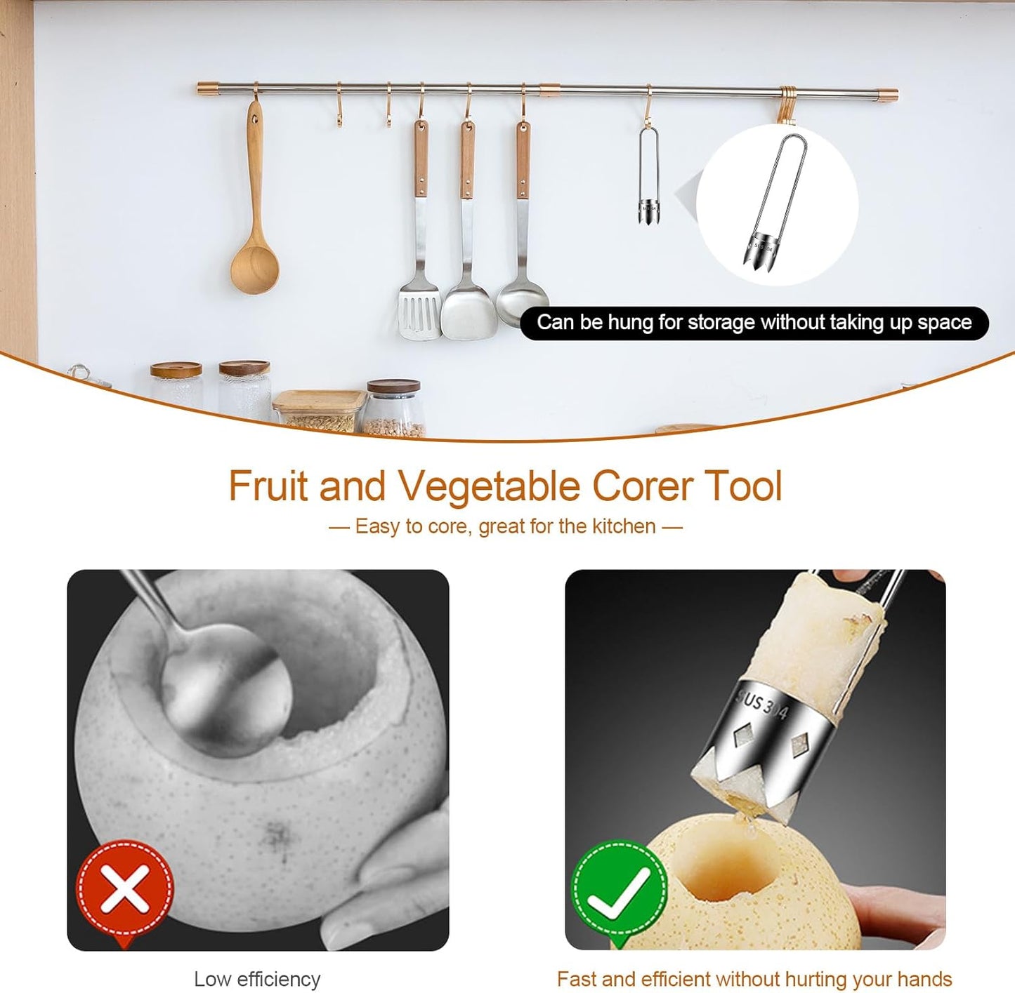 CILIFER® Red Bell Pepper Corer - Pepper. Pineapple. Pear. Apple Corer - 304 Stainless Steel.