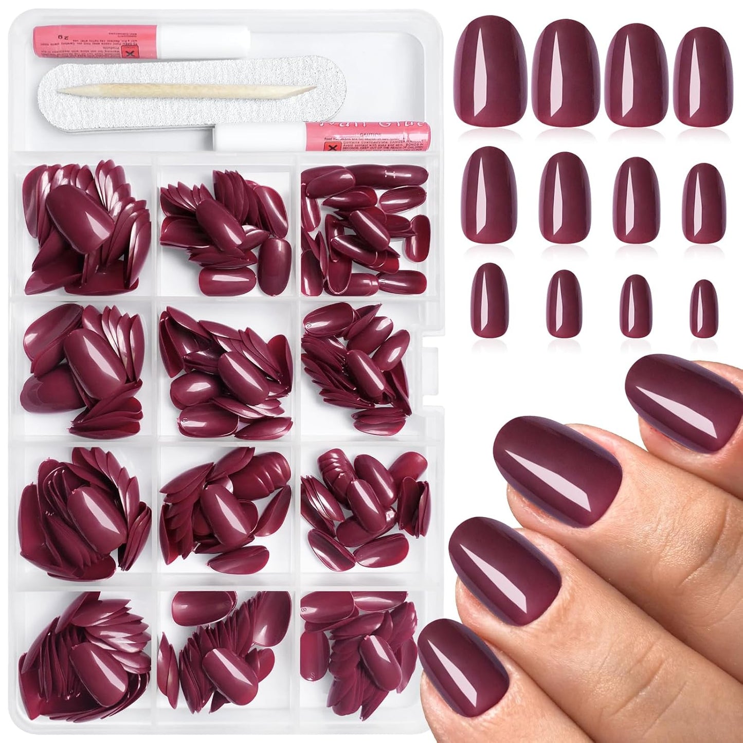 Cilifer® Hot Pink Press on Nails Short Oval Fake Nails.