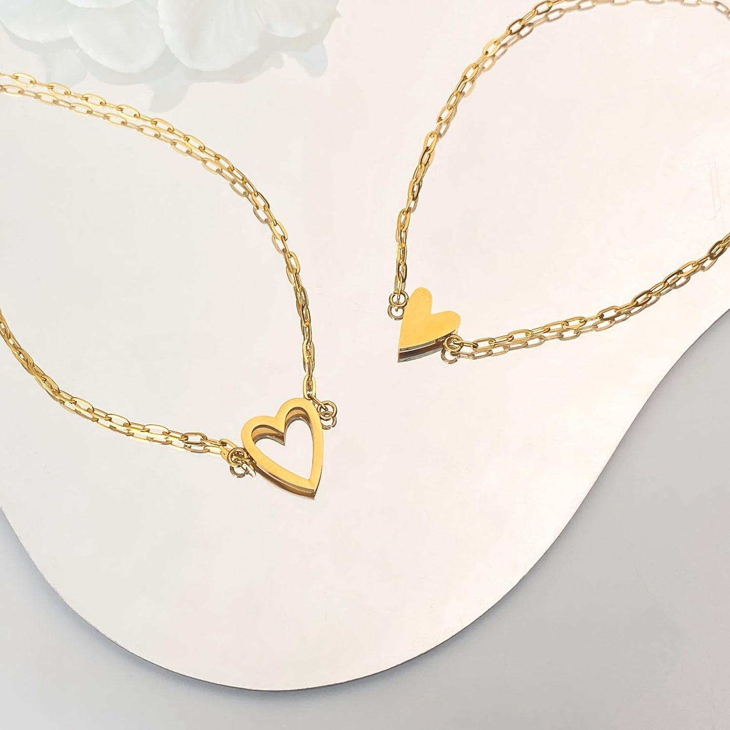 Cilifer® Love Heart Bracelet Set For Friendship Bracelet Love Two cute Bracelet Pack Charms Solitaire Bracelet For Women Friend(Gold)