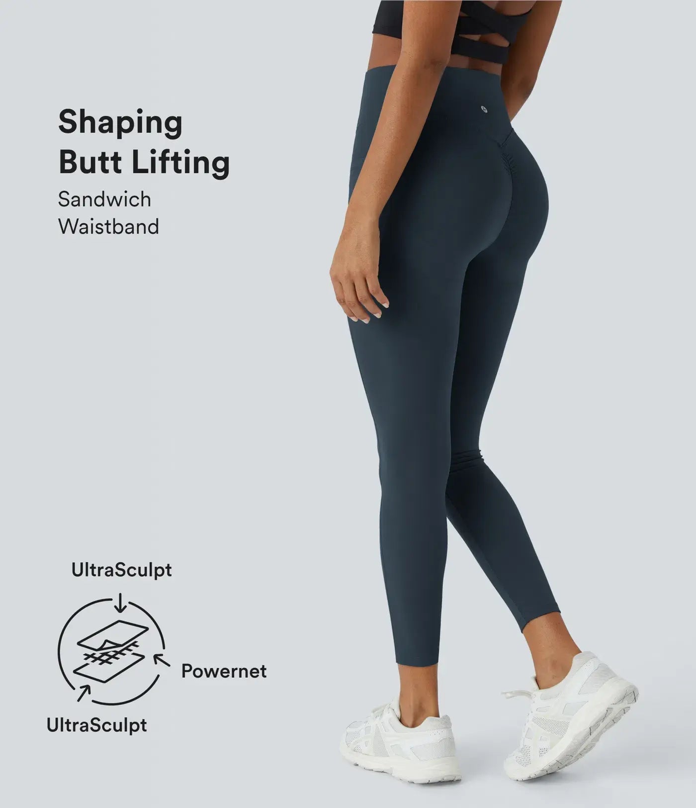 SFRCORD® SoCinched High Waisted Butt Lifting Tummy Control Side Pocket Shaping Training UltraSculpt Leggings