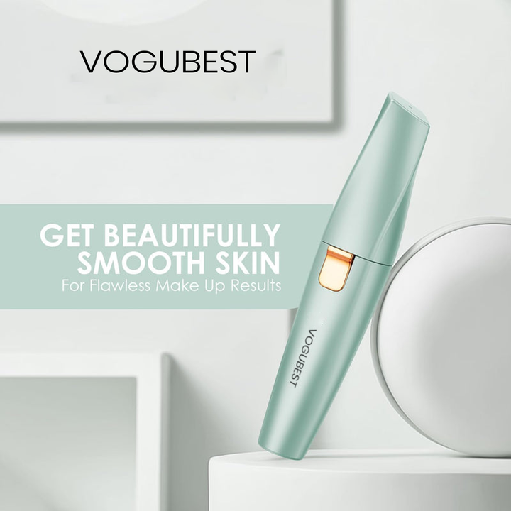 CILIFER® VOGUBEST Eyebrow Facial Trimmer: 2 in1 Rechargeable Facial Hair Removal and Eyebrow Shaver - Face Lips Body Painless Facial Razor with Built-in LED Light (Green)