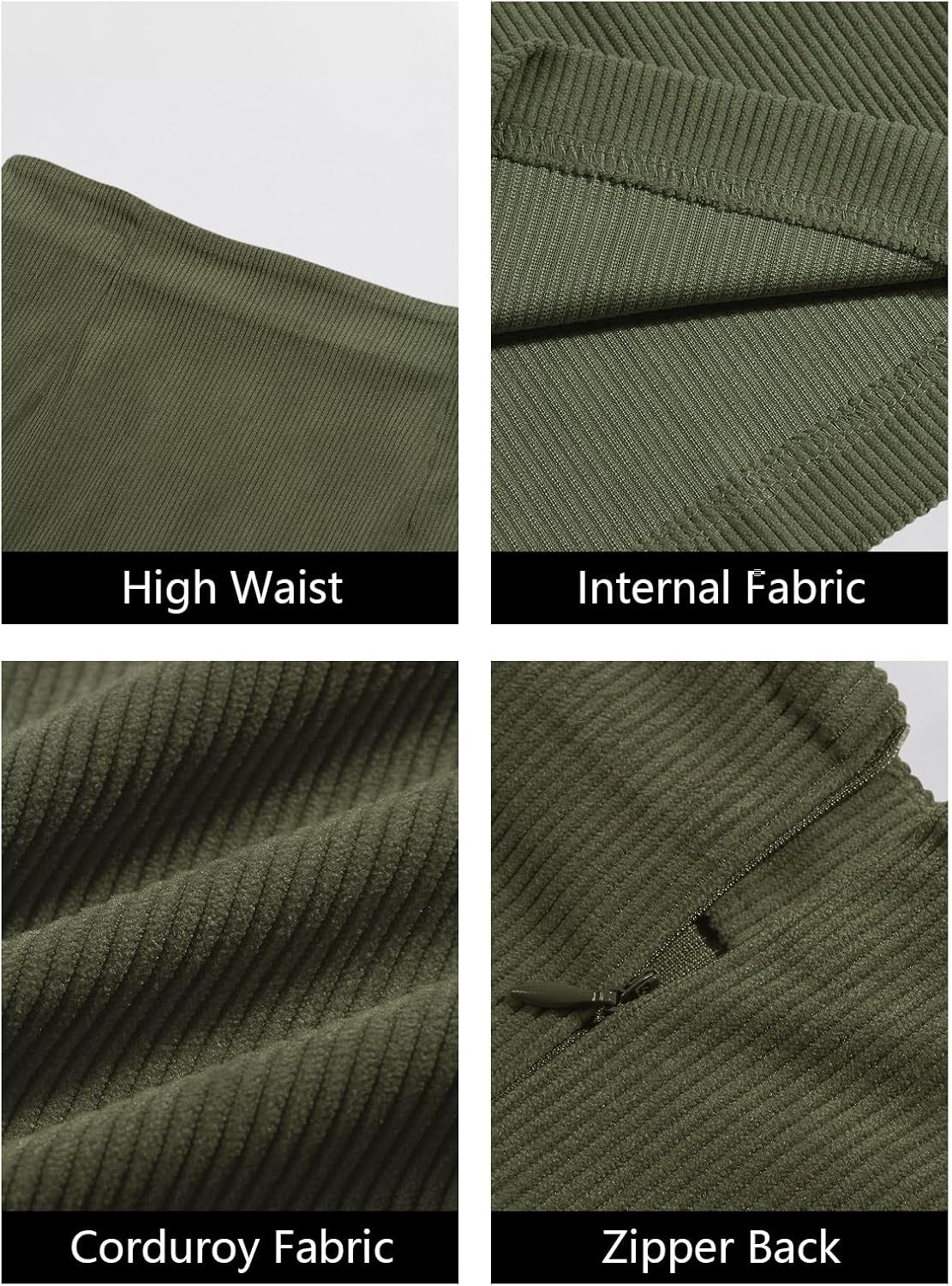 SFRCORD® Womens Corduroy Mini Skirt Casual High Waisted A-line Fall Winter Bodycon Short Pencil Skirts.