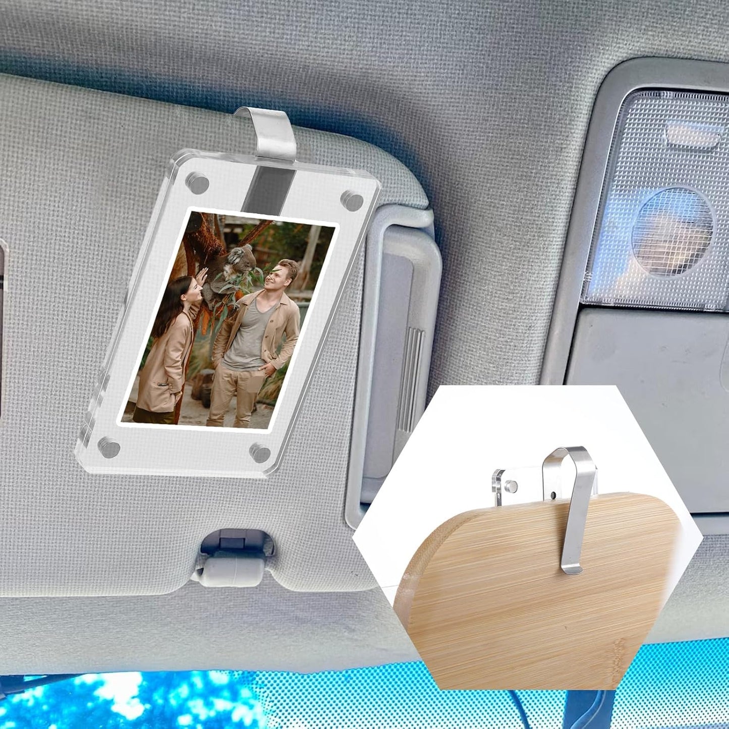 CZTICLE® 4Pcs Photo Car Visor Clips. Acrylic Magnetic Personalized Photo Holder
