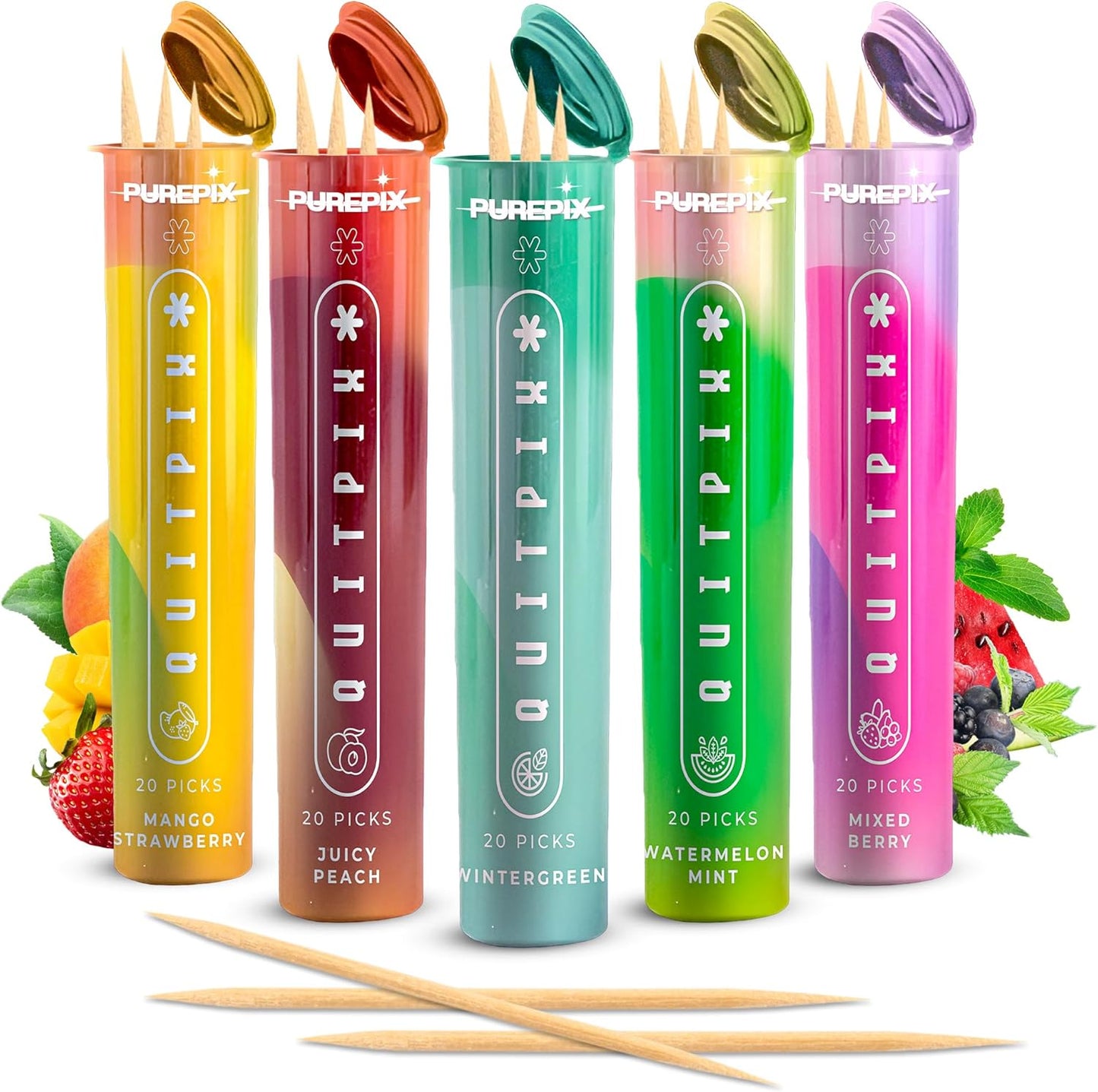 CZTICLE® Help Quit Smoking Extra Thick Boosting Flavored Toothpicks with Lobelia to Help Quit Smoking - Oral Fixation - Nicotine Free Toothpicks - 4 Flavors Kosher Variety Pack