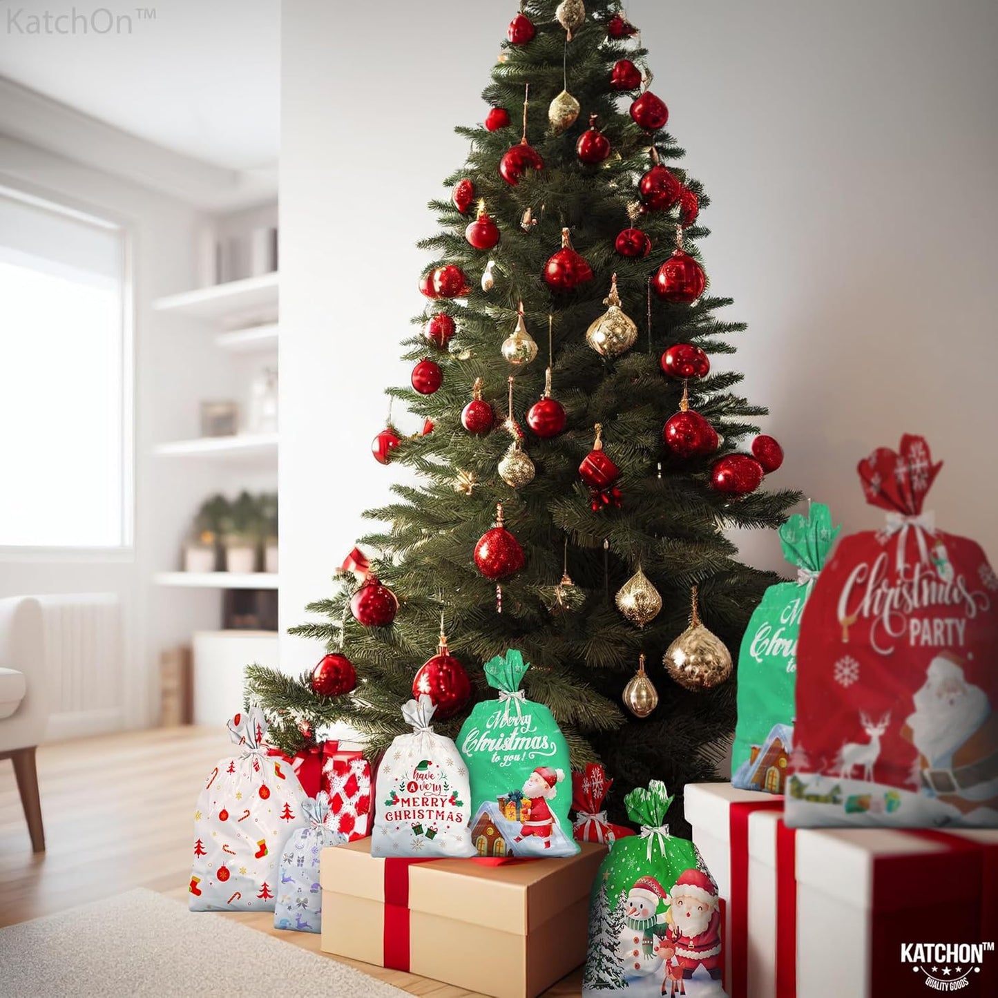CILIFER® Christmas Bags with Drawstring - Pack of 30.