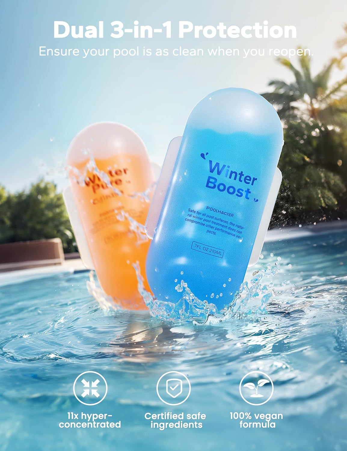CZTICLE® 3 in 1 Winter Closing Kit - Pool Winterizing Kit for Above Ground Pool and inground Pools. Easy to Use - Up to 30.000 Gallon