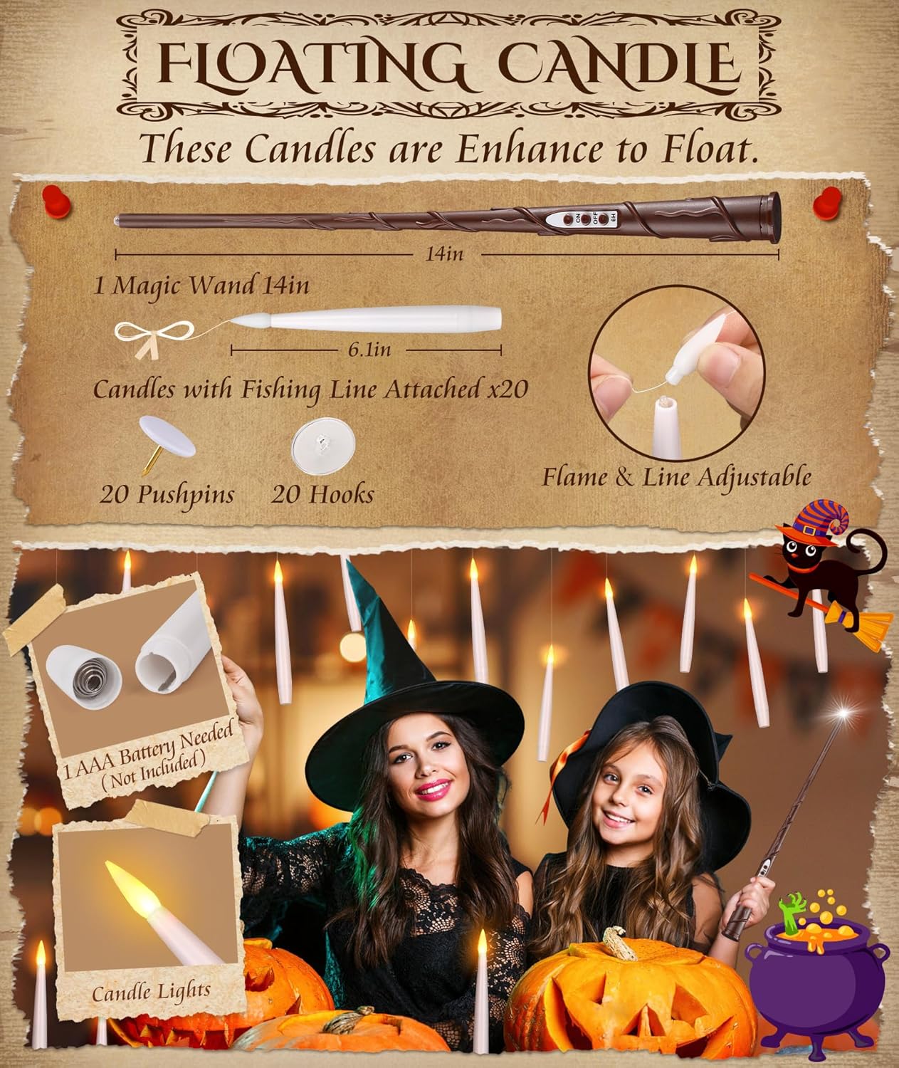 CZTICLE® Indoor Decoration Floating Candles with Wand
