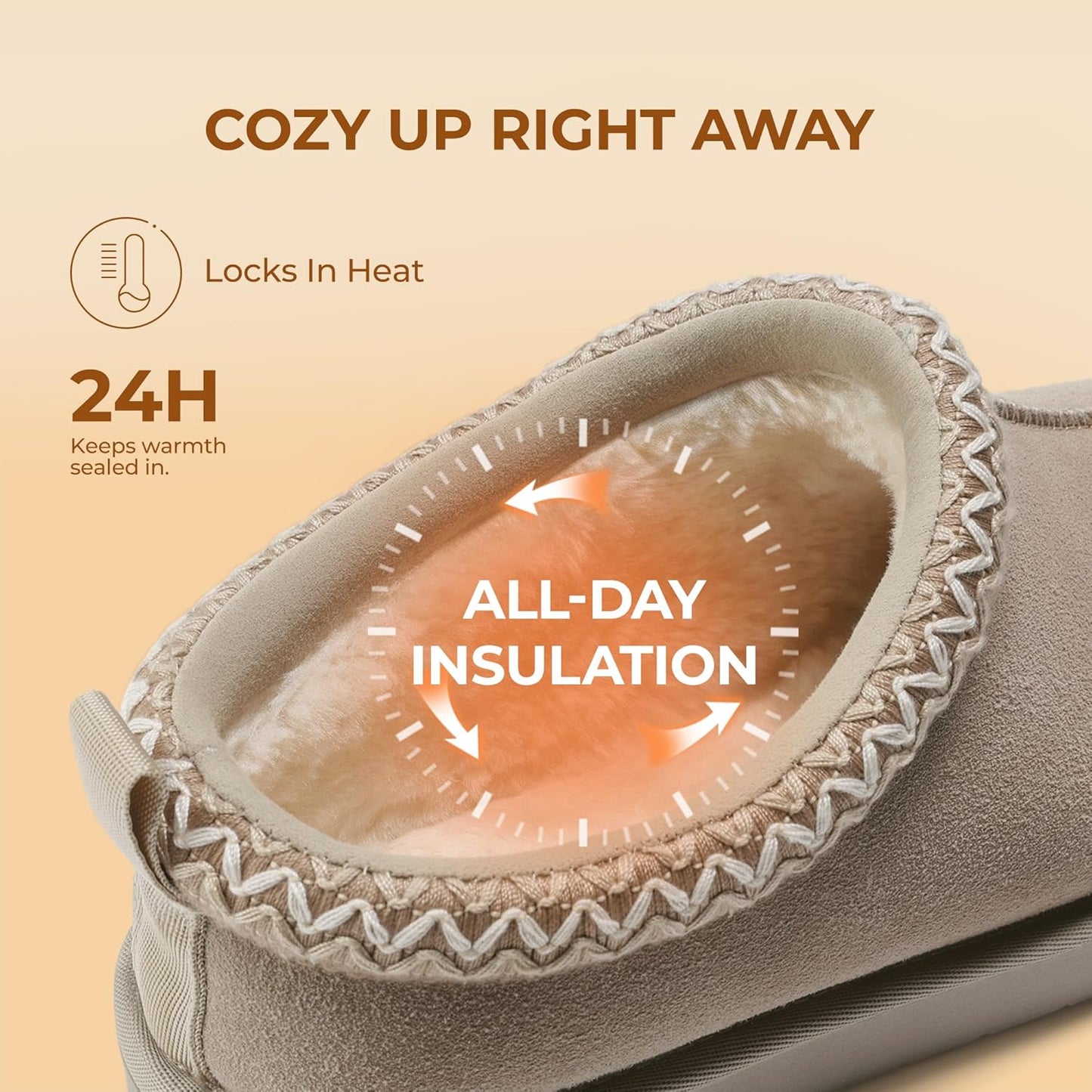 Cilifer® Women's Fuzzy Cozy Slippers Genuine Suede Indoor Outdoor Fluffy Home Comfy Winter Slip