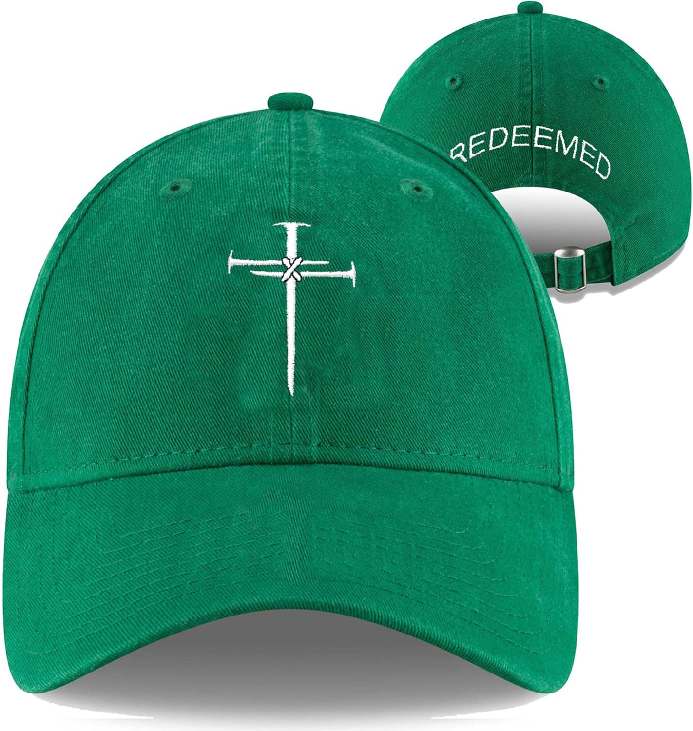 SFRCORD® Christian Redeemed Cross Nails Hats for Men Women. Vintage Adjustable Cotton Embroidered Front & Back Baseball Cap