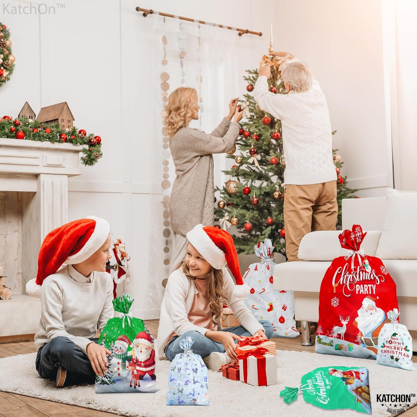 CILIFER® Christmas Bags with Drawstring - Pack of 30.