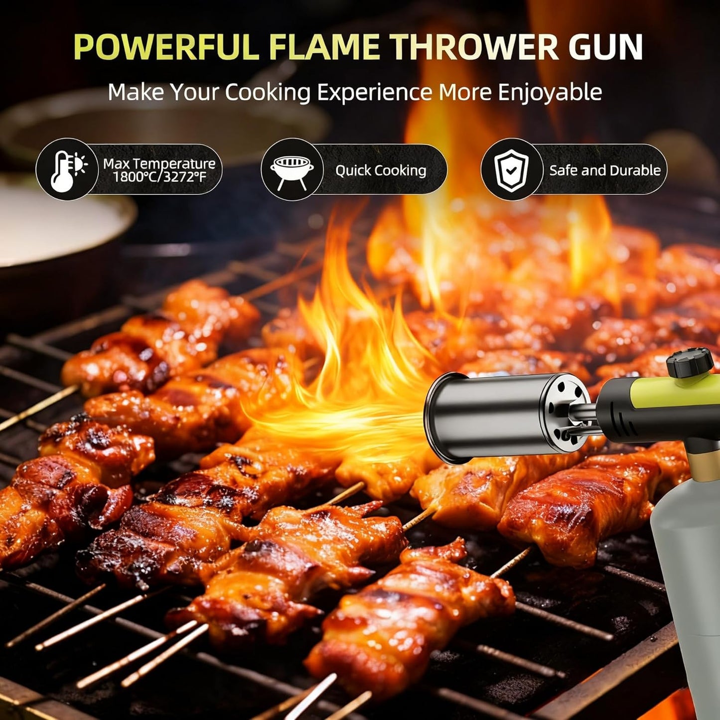 CILIFER® Powerful Propane Torch.Kitchen Cooking Torch With One-Touch. Charcoal Lighter with a Safety Lock. BBQ. Campfire. Fireplace