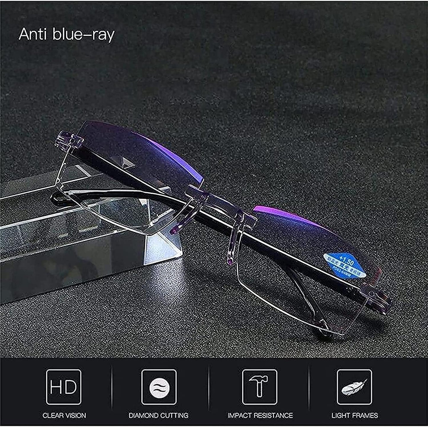 CZTICLE® Dual Focus Glasses.1.0-4.0 Progressive Reading Glasses for Women Men. Anti Reflective Clear Adjusting Glasse