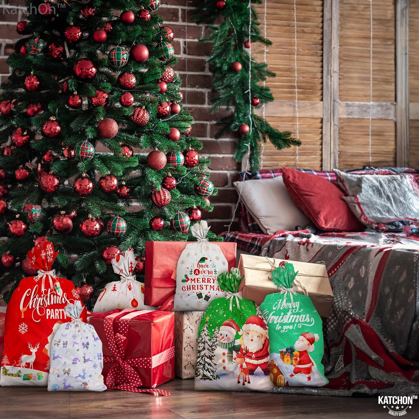 CILIFER® Christmas Bags with Drawstring - Pack of 30.