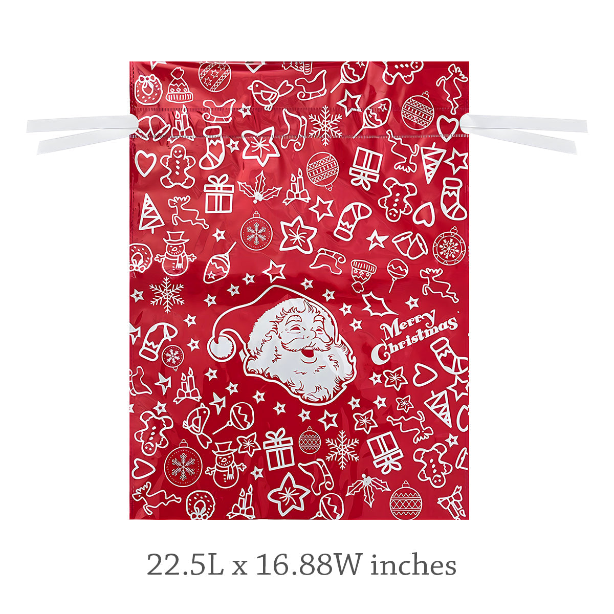 CZTICLE® Aluminum Foil Christmas Holiday Drawstring Gift Bags for Party Favors, Goodie Bag, Treats, Gift Wrap, Parties