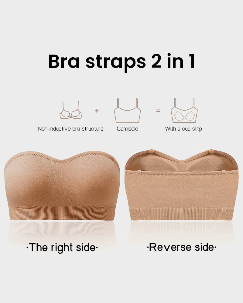 SFRCORD® Strapless Bras Non-Slip Silicone Padded Bandeau Bra(2 Pack)