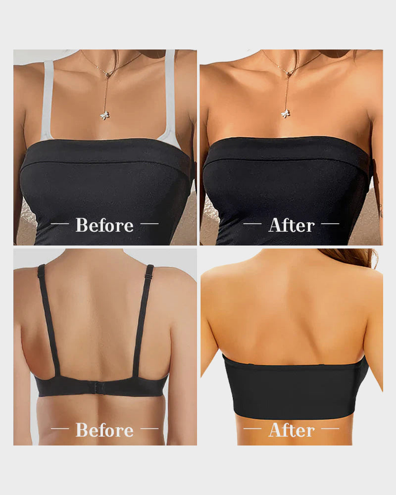 SFRCORD® Strapless Bras Non-Slip Silicone Padded Bandeau Bra(2 Pack)