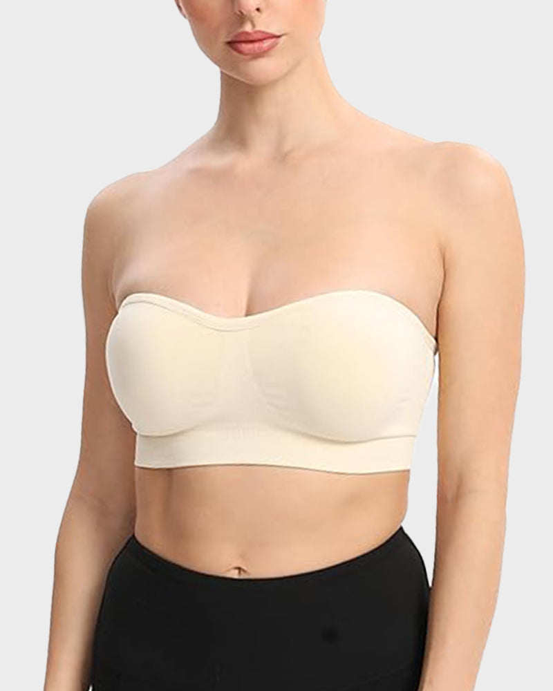 SFRCORD® Strapless Bras Non-Slip Silicone Padded Bandeau Bra(2 Pack)