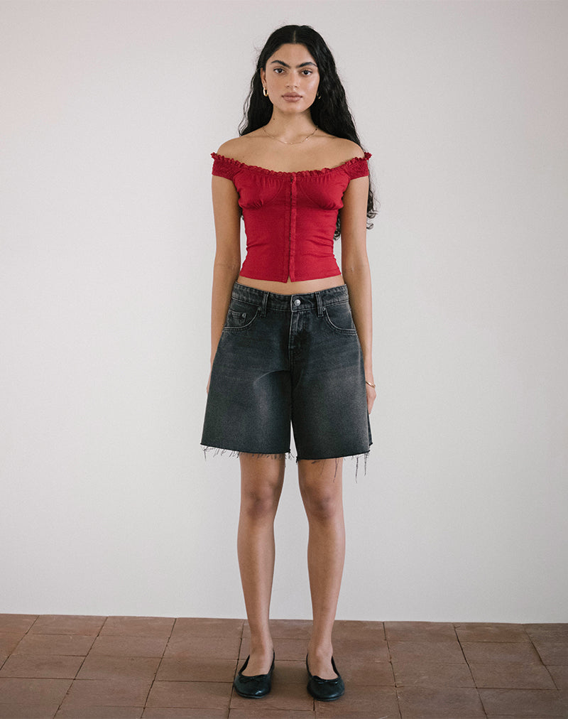 SFRCORD® Lace Trim Corset Top in Adrenaline Red