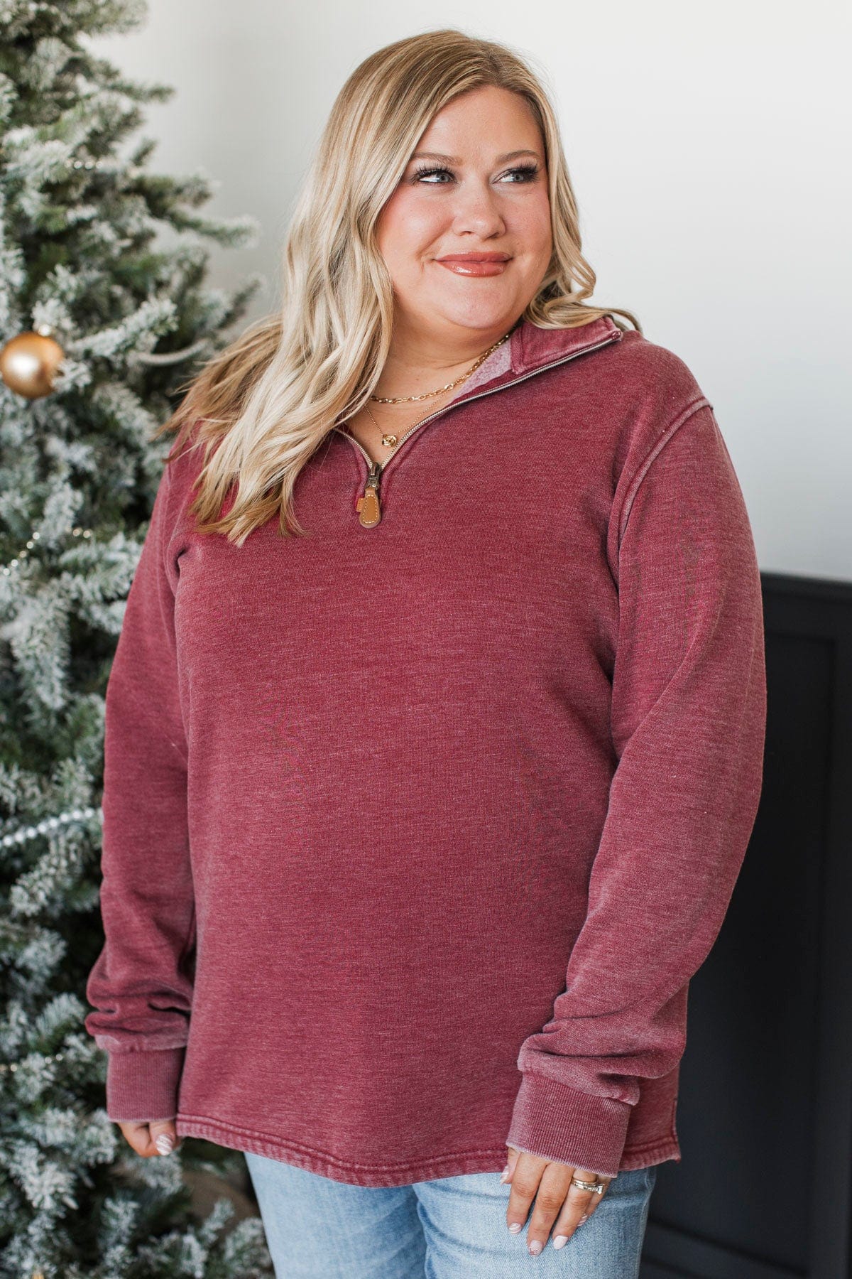 SFRCORD® Quarter Zip Pullover- Burgundy
