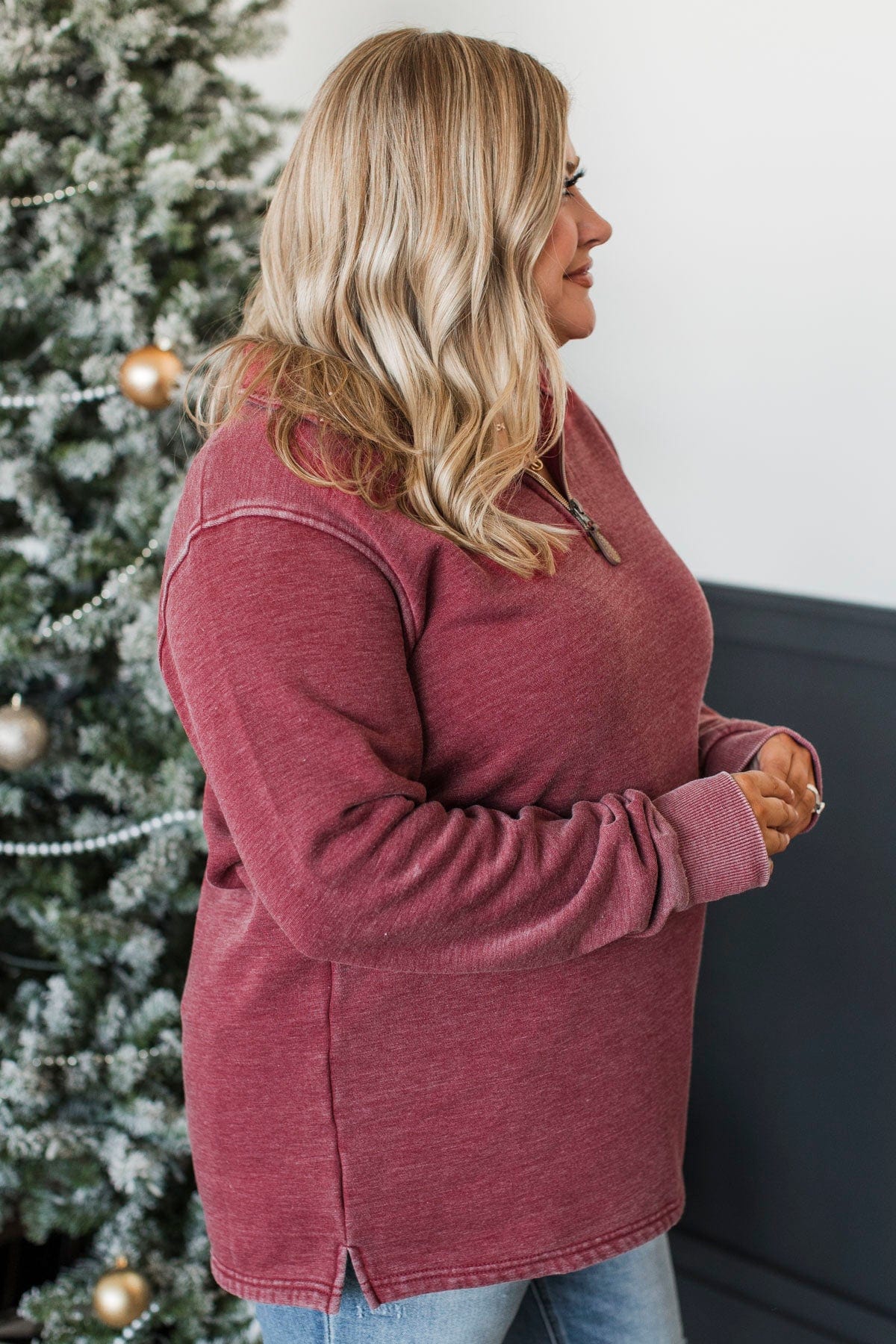 SFRCORD® Quarter Zip Pullover- Burgundy