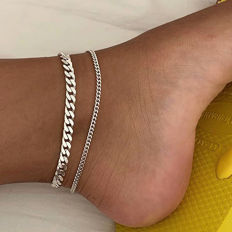 CZTICLE® Luxe Chain Anklet Set - Dual Elegance in Gold & Silver