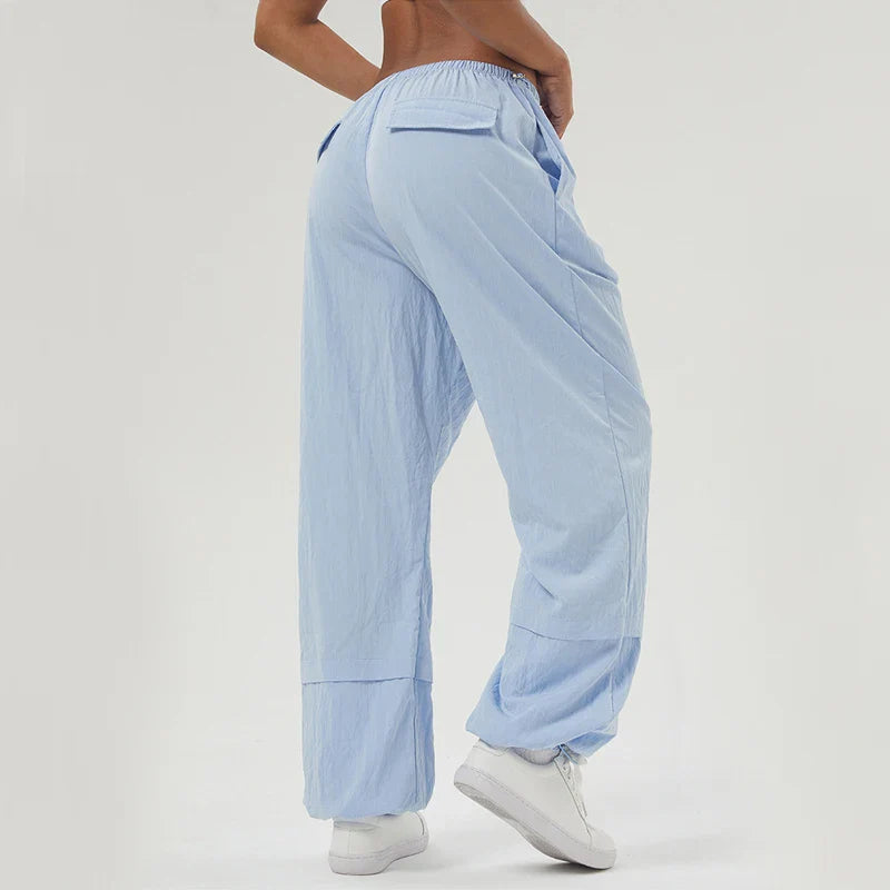 SFRCORD® Women Loose Yoga Pants Solid Color Outdoor Jogger Pants Breathable Quick Dry Pocket Sweatpants Female Running Sportswear