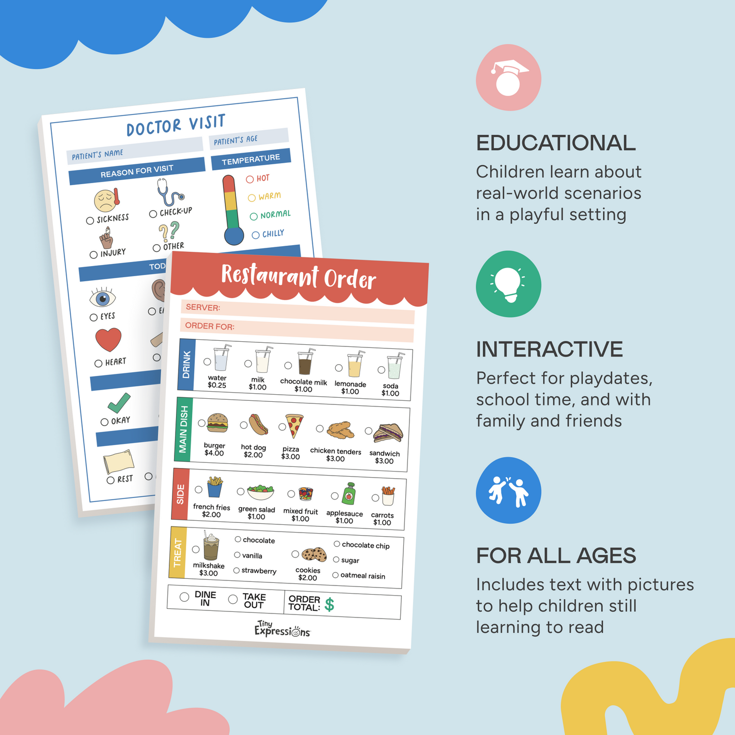 Cilifer® Doctor & Restaurant Playtime Notepads