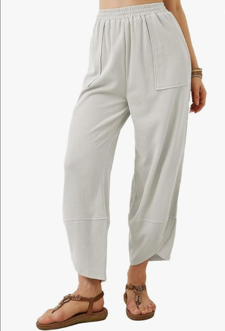 SFRCORD® Women's Casual Baggy Pants Elastic Waisted Wide Leg Sweatpant Palazzo Harem Pants with Pockets