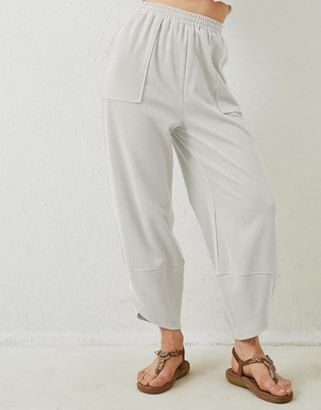 SFRCORD® Women's Casual Baggy Pants Elastic Waisted Wide Leg Sweatpant Palazzo Harem Pants with Pockets