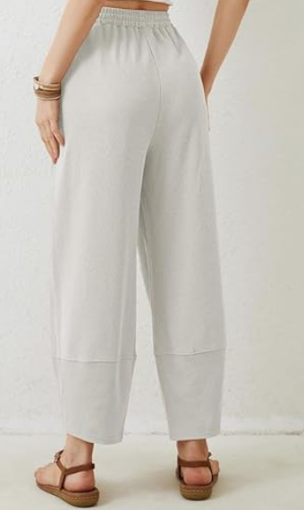 SFRCORD® Women's Casual Baggy Pants Elastic Waisted Wide Leg Sweatpant Palazzo Harem Pants with Pockets