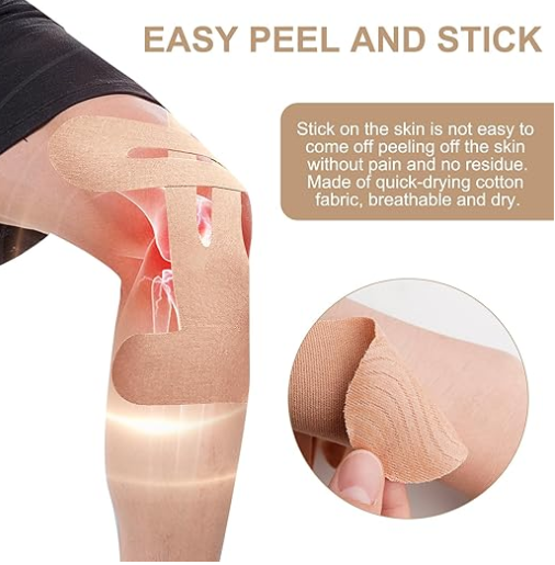 CZTICLE® Pack of 10 Beige PreCut Kinesiotapes Knee, Kinesiology Tape, Without Shere, Waterproof & Elastic Physio Tape for Knee Pain