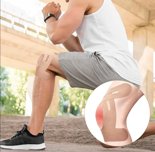 CZTICLE® Pack of 10 Beige PreCut Kinesiotapes Knee, Kinesiology Tape, Without Shere, Waterproof & Elastic Physio Tape for Knee Pain