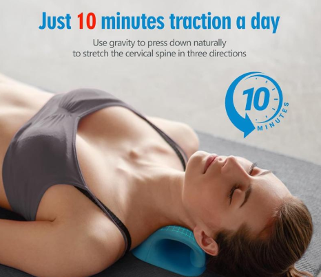 CZTICLE® Neck Stretcher for Pain Relief,Neck Hump Corrector,Neck and Shoulder Relaxer Cervical Traction Device Pillow for Muscle Relax and TMJ Pain Relief (Blue)