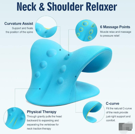 CZTICLE® Neck Stretcher for Pain Relief,Neck Hump Corrector,Neck and Shoulder Relaxer Cervical Traction Device Pillow for Muscle Relax and TMJ Pain Relief (Blue)