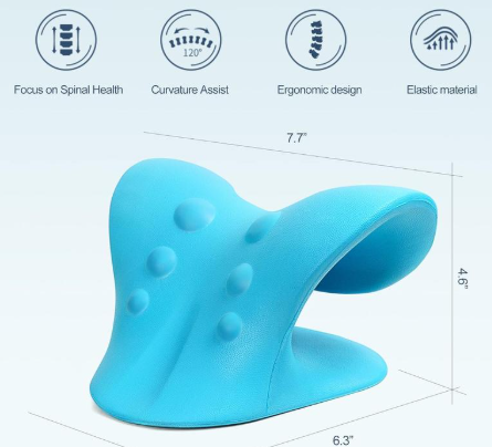 CZTICLE® Neck Stretcher for Pain Relief,Neck Hump Corrector,Neck and Shoulder Relaxer Cervical Traction Device Pillow for Muscle Relax and TMJ Pain Relief (Blue)
