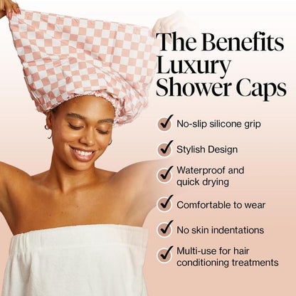 🎁Last Day Promotion 49% OFF🔥-Kitsch Luxury Shower Caps for Women Reusable Waterproof