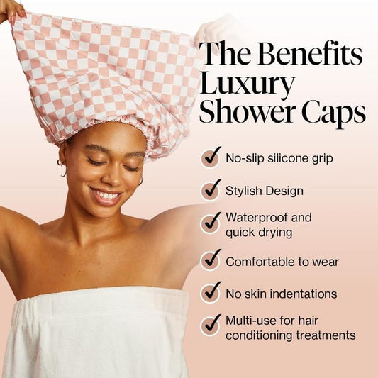 🎁Last Day Promotion 49% OFF🔥-Kitsch Luxury Shower Caps for Women Reusable Waterproof