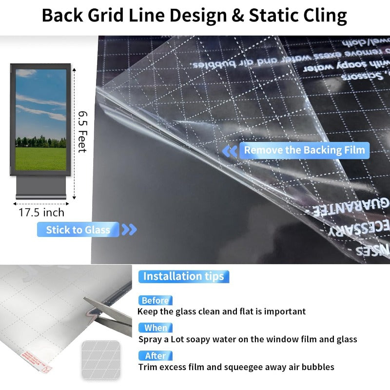 CZTICLE® Privacy Window Film – Static Cling Mirror Tint with Full DIY Kit