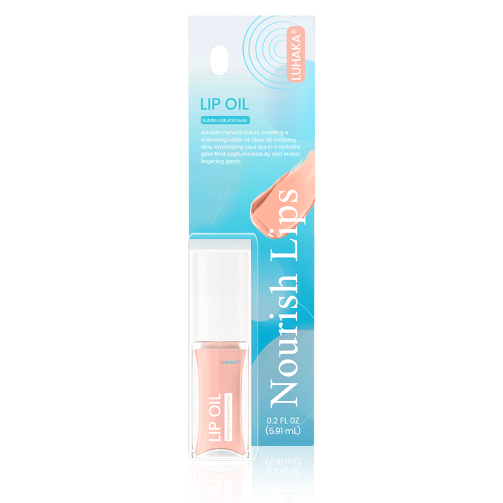 LUHAKA® Lip Oil with Hyaluronic Acid, glossy lip oil designed to hydrate & nourish lips while bringing out their natural color, Light Pink.（2 pieces）