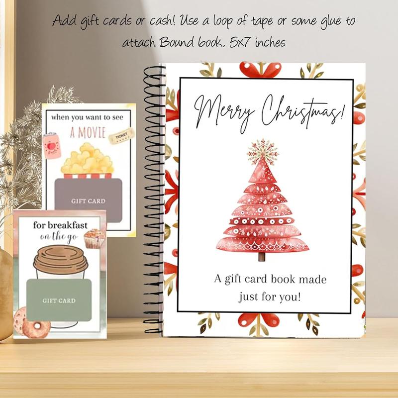 CILIFER® Christmas Gift Card Book. 5x7 Inch Colorful Spiral Bound Card Book . Christma Gift Cards Books Holder. DIY Personalized Xmas Gifts for Family. Friends. Students