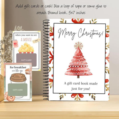 CILIFER® Christmas Gift Card Book. 5x7 Inch Colorful Spiral Bound Card Book . Christma Gift Cards Books Holder. DIY Personalized Xmas Gifts for Family. Friends. Students